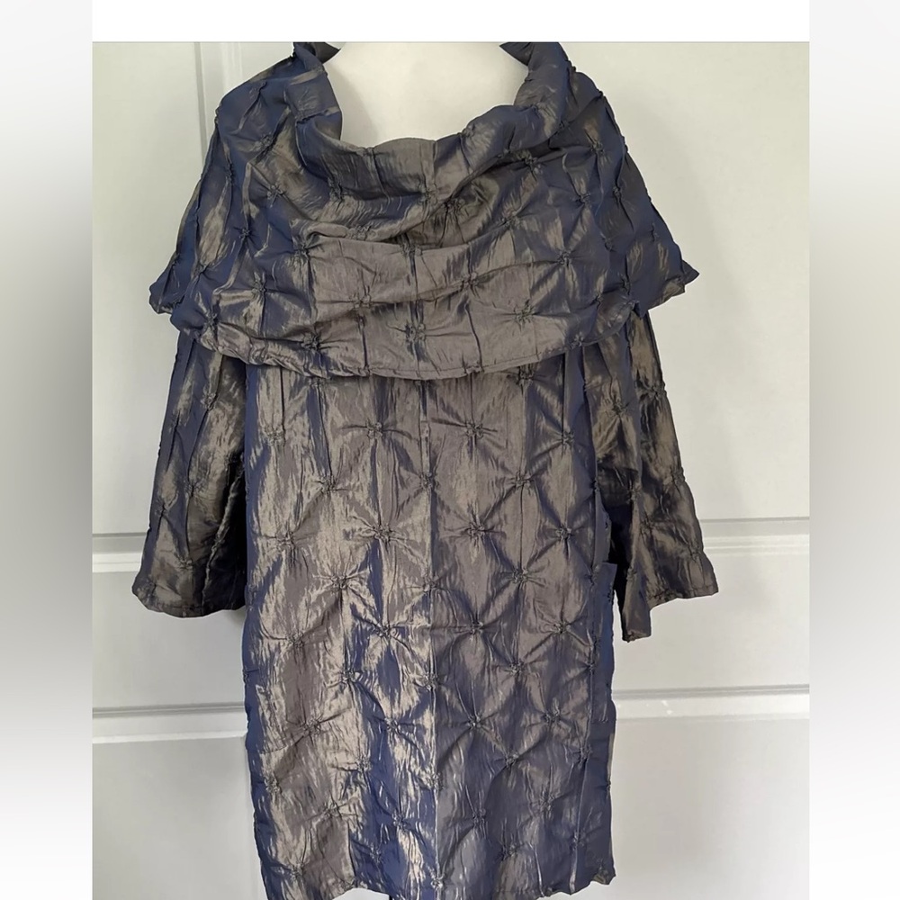 MEGAN BROGDEN Studio size L Iridescent 3/4 Sleeve Puffy Tunic Top Art to Wear